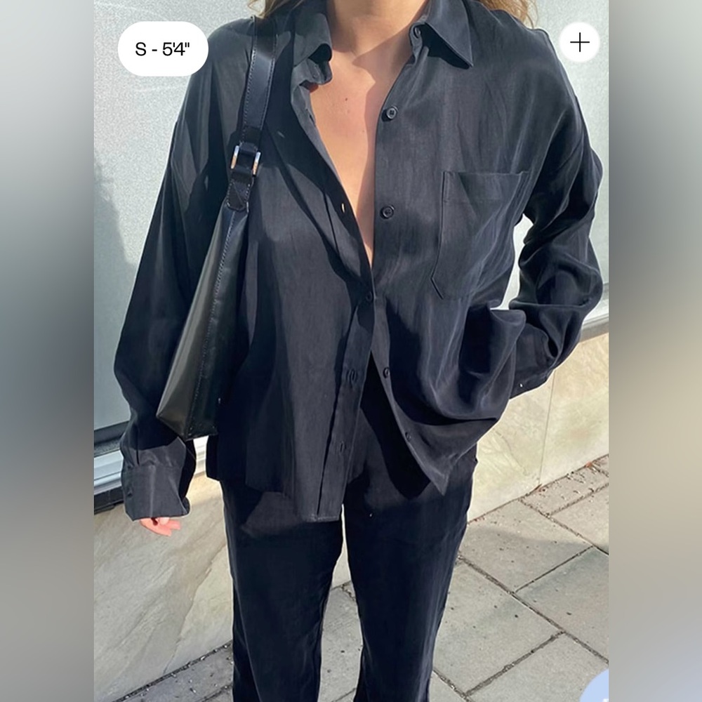DJERF AVENUE ON THE GO SHIRT AND PANT SET IN ASH | Shirt Sz XS, Pant Sz S